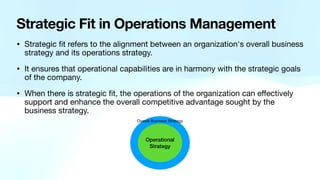 Operational Fit Unit - I Introduction to Operations Management | PDF