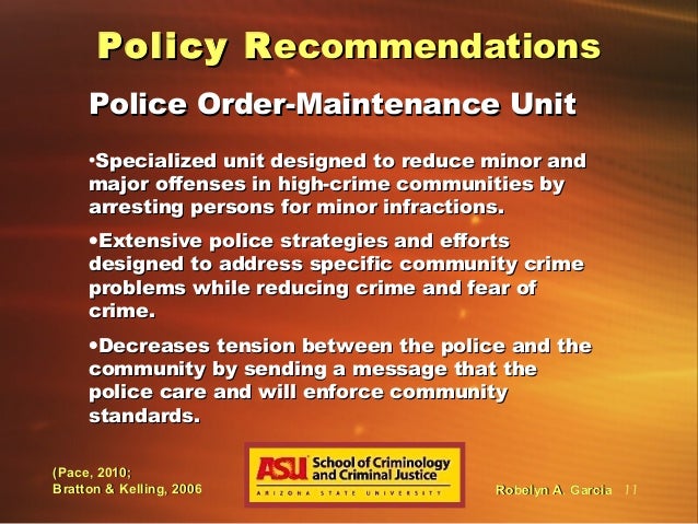 Order Maintenance Policing For Police Departments