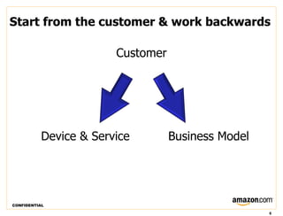 Start from the customer & work backwards

                        Customer




           Device & Service        Business Model




CONFIDENTIAL

                                                    6
 
