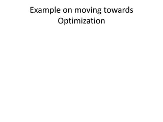 Example on moving towards
Optimization

 