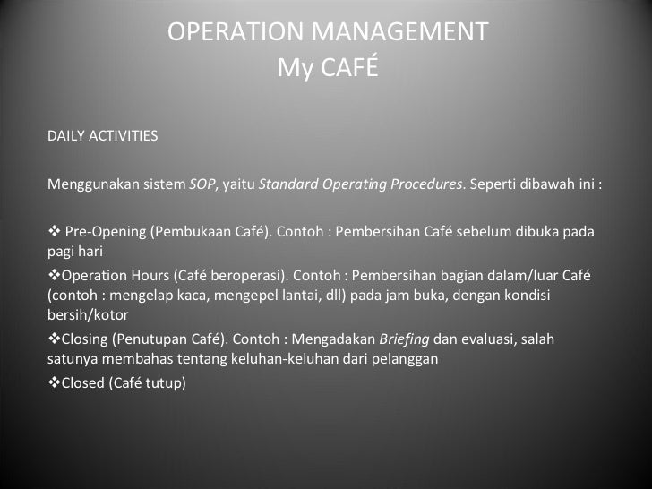 Operation Management - My CAFE