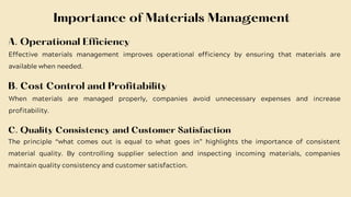 Comprehensive Guide to Materials Management in Operations and TQM | PDF