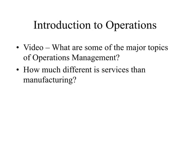 Operations Management Introduction | PPT