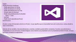 Visual basic presentación general sobre aspectos básicos | PPTX