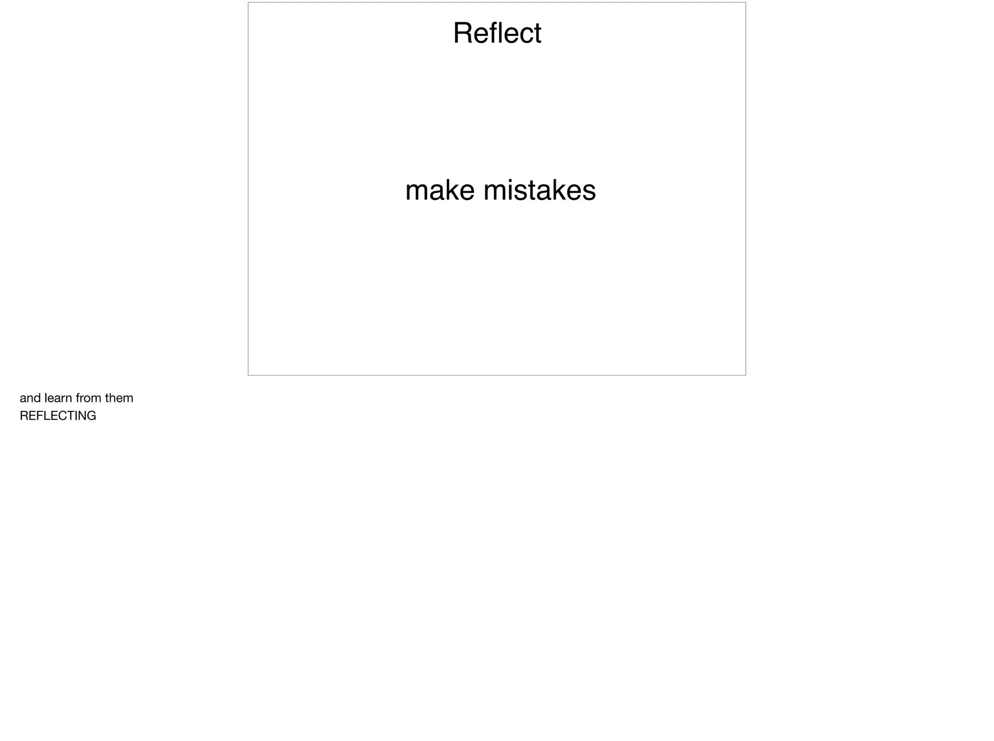 make mistakes
Reﬂect
and learn from them

REFLECTING
 