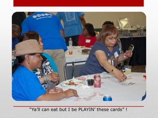 “Ya’ll can eat but I be PLAYIN’ these cards” !
 