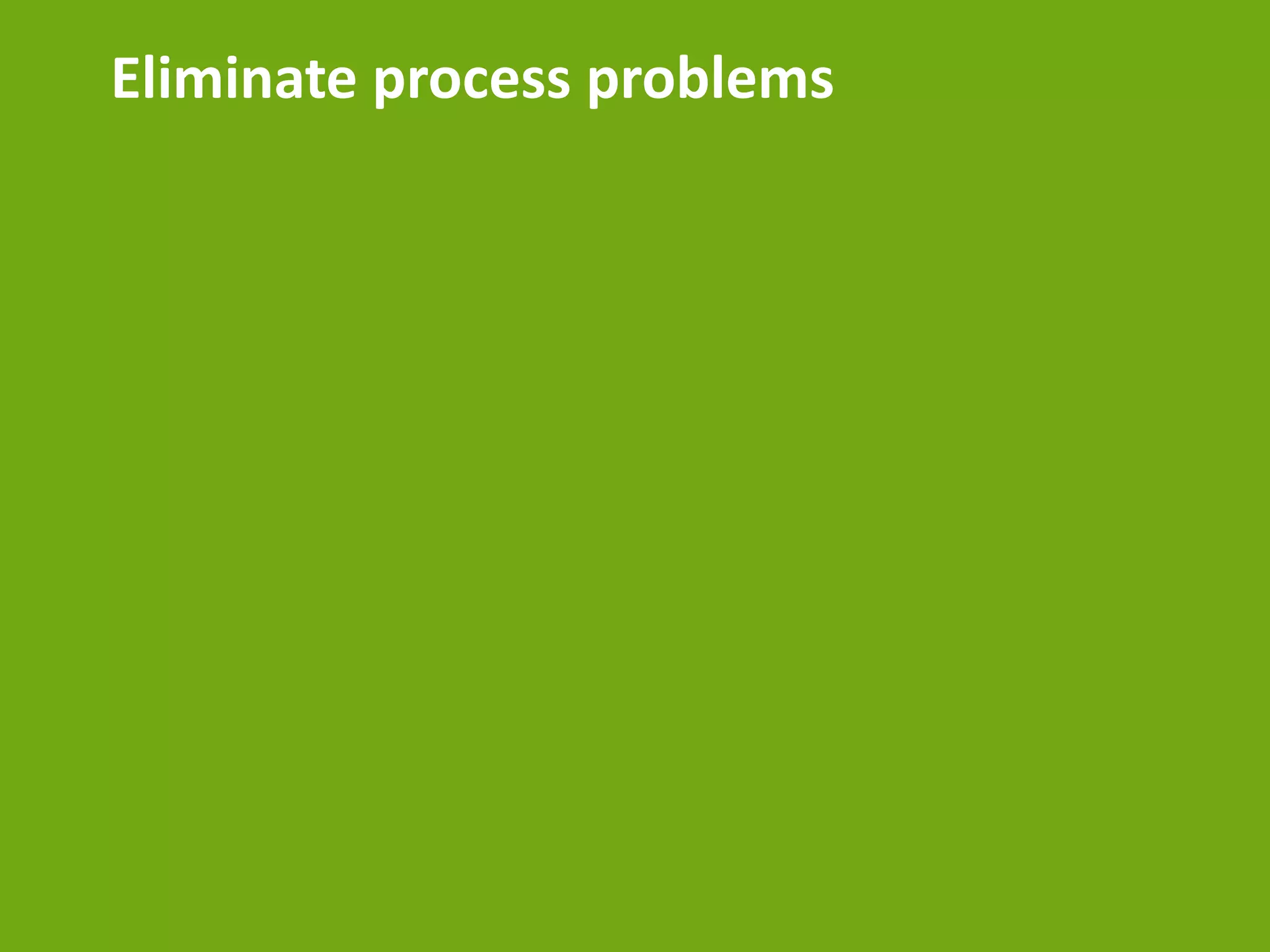 Eliminate process problems
 