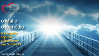 o Mal e
o Remédio
Luiz Eduardo Ribeiro
O Evangelho
Segundo
o Espiritismo
cap. V, item 19
 