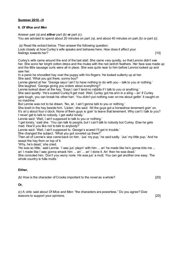 of mice and men essay questions wjec Studying for of mice and men we have tons of study questions for you here, all completely free. of mice and men essay questions wjec Studying for of mice and men we have tons of study questions for you here, all completely free.
