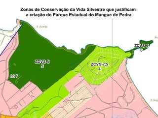 Zonas de Conservação da Vida Silvestre que justificam
  a criação do Parque Estadual do Mangue de Pedra
 