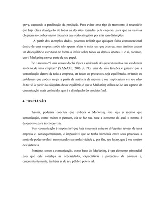 O marketing e a comunicação