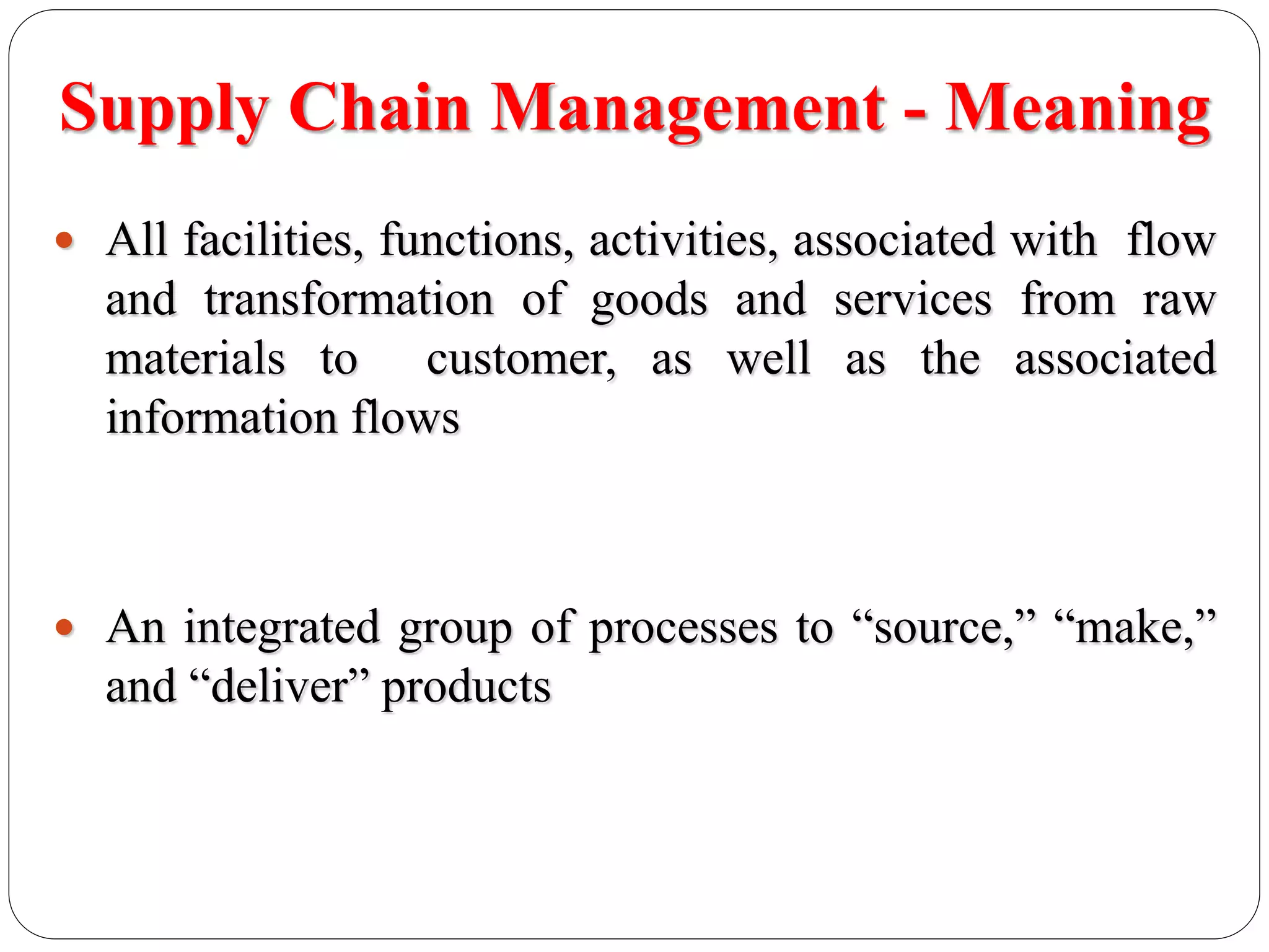 SUPPLY CHAIN MANAGMENT INTRODUCTION PPT