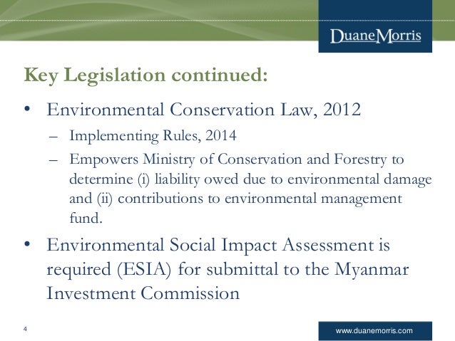 Myanmar Significant Law And Regulation Relevant To The