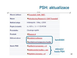 PSH: aktualizace
210 mm




             kandidáti




         }    stávající
             hesla PSH
                          22
 