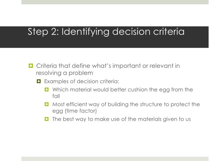Decision criteria in case study example picture