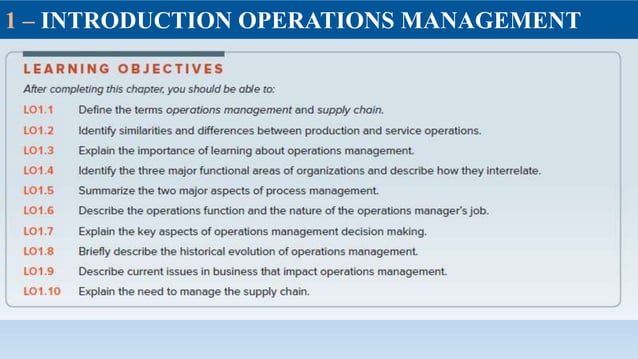 OPERATIONS MANAGEMENT chapter 1 | PPT