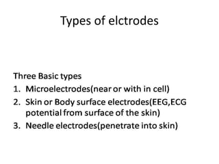 Types of elctrodes
 