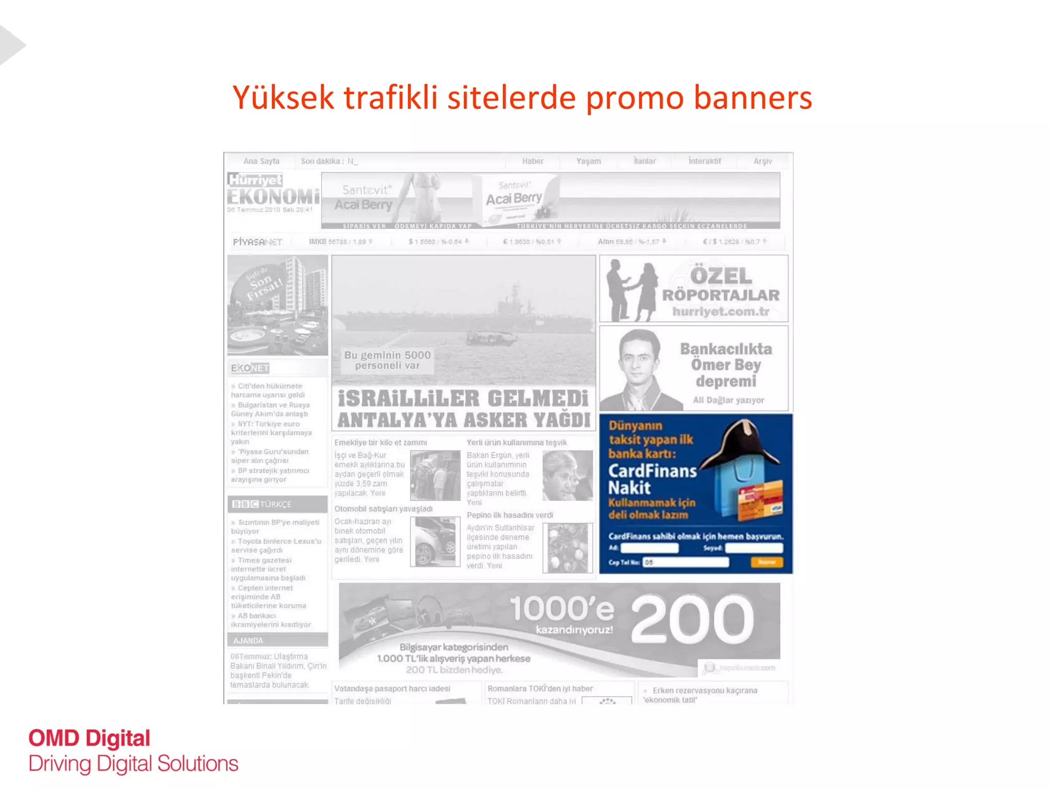 Yüksek trafikli sitelerde promo banners 