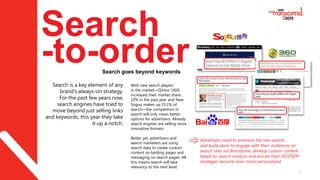 9
Search
-to-orderSearch goes beyond keywords
Search is a key element of any
brand’s always-on strategy.
For the past few ...