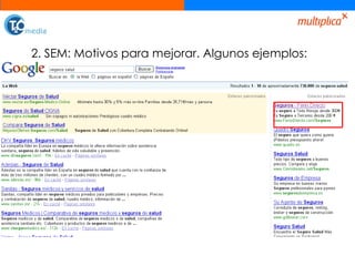 2. SEM: Motivos para mejorar. Algunos ejemplos: 