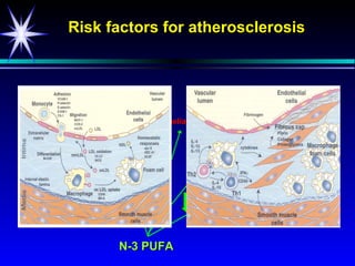 Risk factors for atherosclerosis



 Elevated blood TAG                    Hypertension

                 Endothelial dysfunction




                             Inflammation




          N-3 PUFA
 