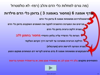 ‫)מה גורם למחלות כלי הדם והלב )רמז- לא כולסטרול‬
‫עודף אומגה 6 )מחסור באומגה 3 ( בדופן כלי הדם מילדות‬
‫פרוסטגלנדינים ממשפחת אומגה 6 בדופן כלי הדם‬
‫מגייסים את המערכת החיסונית לתקוף את השומנים השוקעים בדופן כלי הדם‬
‫נוצרת דלקת כרונית בדופן כלי הדם‬

‫הצרות כלי הדם<< עליה בלחץ הדם<< מחסור בחמצן ללב‬
‫הדלקת הכרונית ממשיכה עד לפריצה דרך הקרום הצלקתי‬
‫נוצרת הפרעה לזרימת הדם )מערבולת(‬
‫טרומבוקסנים ממשפחת אומגה 6 בדם גורמים לקרישי דם הנסחפים ממקום הפצע‬

‫התסחיפים נתקעים בלב << שבץ לב; או במוח<< שבץ מוח; או בריאות<< תסחיף בריאות‬

‫16‬

‫לחיות ללא תרופות‬

 