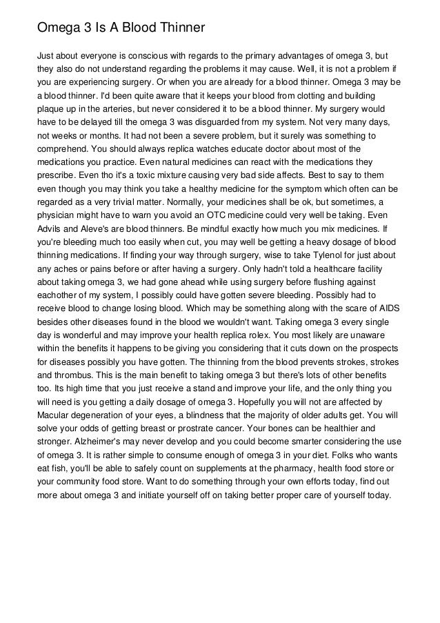 Omega 3 Is A Blood Thinner