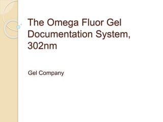 The Omega Fluor Gel
Documentation System,
302nm
Gel Company
 
