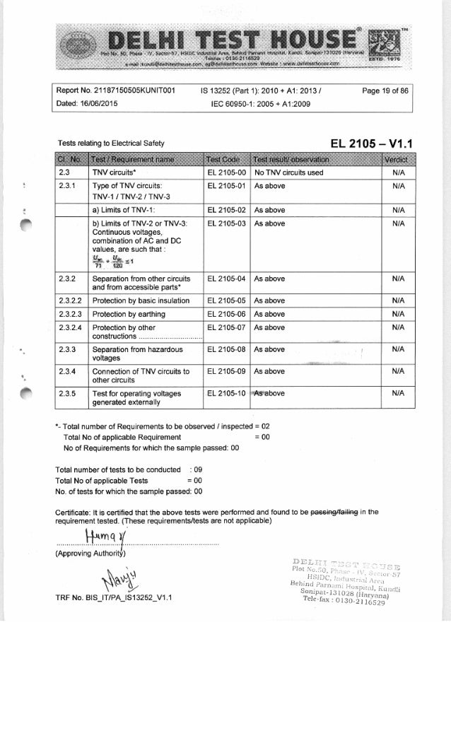 Earthing Test Certificate Format