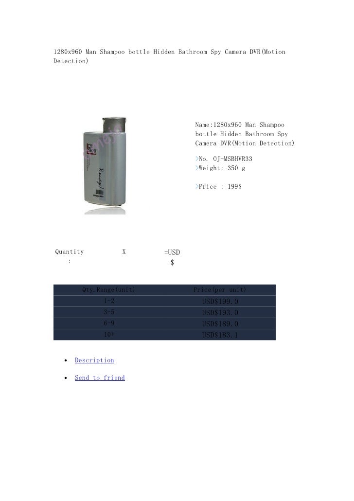 Omejo bathroom spy camera,1280x960 man shampoo bottle hidden bathroom spy camera dvr(motion