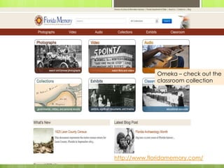 Webspace (Portal + Repository;
Database; files of learning objects
• Admin of webspace/some
server tools (PHP, statistics, etc)
• Sets up repository software,
website, and user roles for
portal
• Identifies and loads content
Server Administration
NICK’s magic
• Sets up Cpanel
• Sets us server software
• Sets permissions
• Points athenstech.edu
domain space to portal
server
Power users (testers, those who need
additional access) upload, edit, delete
(maybe), statistics, set up users(maybe)
Contributors – can upload & edit; login
Anon visitors e.g., not logged in
(public, students, etc.) – view only
Omeka
CPANEL / ROBIN
 
