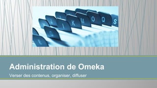 Verser des contenus, organiser, diffuser
Administration de Omeka
 