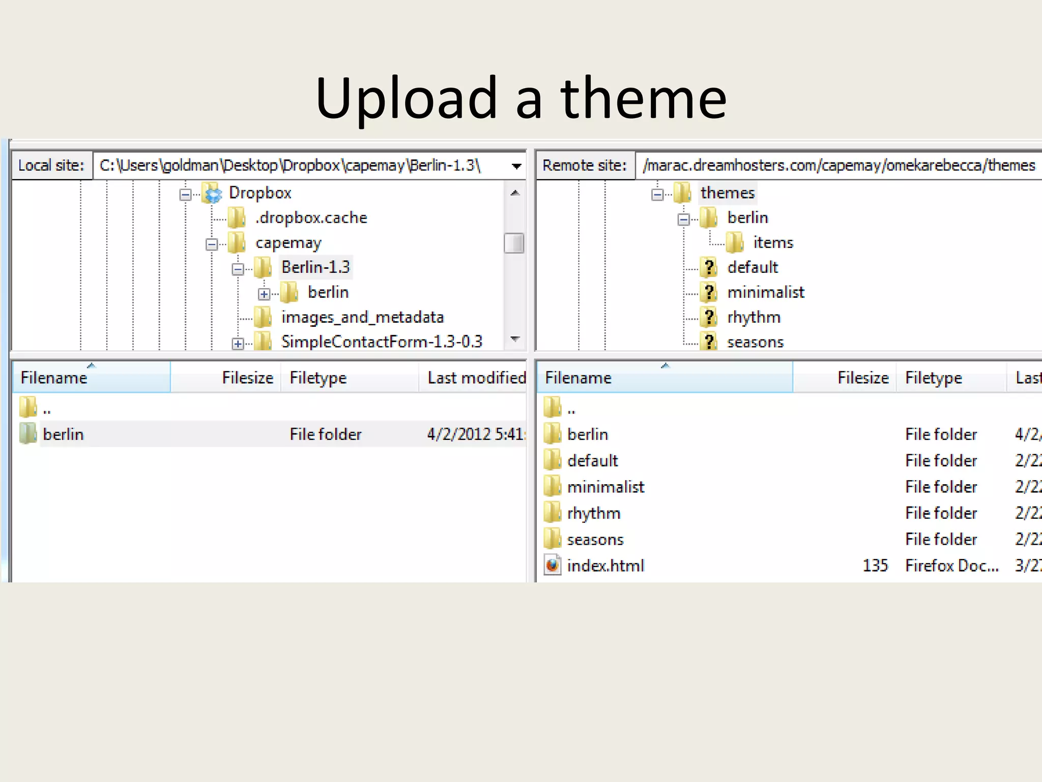 Upload a theme
 