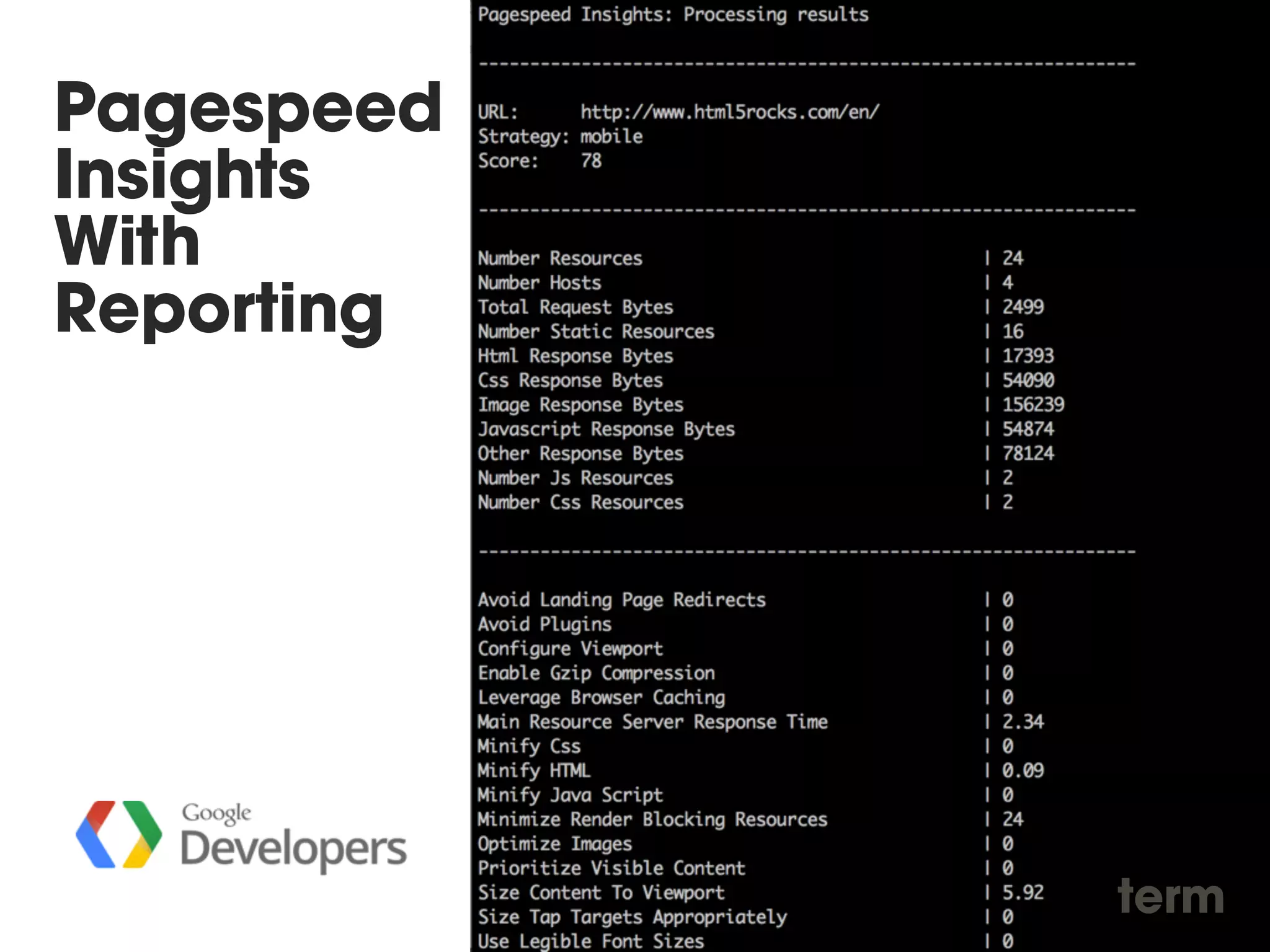 Pagespeed 
Insights 
With 
Reporting 
term 
 