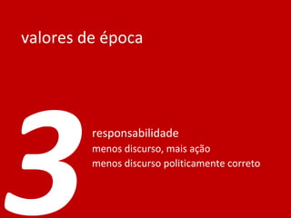 valores de época responsabilidade menos discurso, mais ação menos discurso politicamente correto 3 