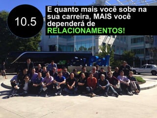 10.5

E quanto mais você sobe na
sua carreira, MAIS você
dependerá de
RELACIONAMENTOS!

 