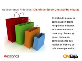 ADSLSpaNiñosDeporteFamiliaViajeCochePerfumeMovistarOrangeBehavioralSemántico: Palabras- UsuarioLos usuarios van siendo etiquetados en función de su interacción con la newsletter. El peso de la keyword en el usuario también fluctúa en función de si el usuario sólo clicka, se registra o compra.