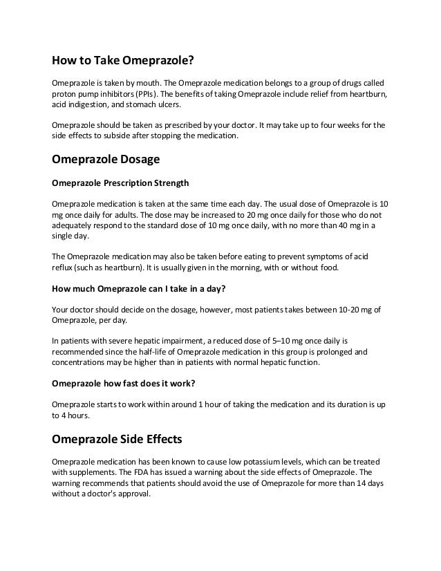 Omeprazole Medication Uses, Dosage and Side Effects