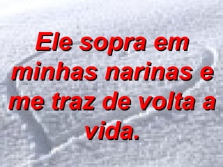 O meu Deus é soberano, o meu Deus é soberano. Se o meu coração parar de bater Ele sopra em minhas narinas e me traz de volta a vida. Ele sopra em minhas narinas e me traz de volta a vida. 