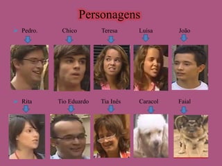 Personagens
 Pedro.

 Rita

Chico

Tio Eduardo

Teresa

Luísa

João

Tia Inês

Caracol

Faial

 