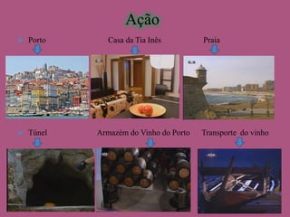 Ação
 Porto

 Túnel

Casa da Tia Inês

Armazém do Vinho do Porto

Praia

Transporte do vinho

 
