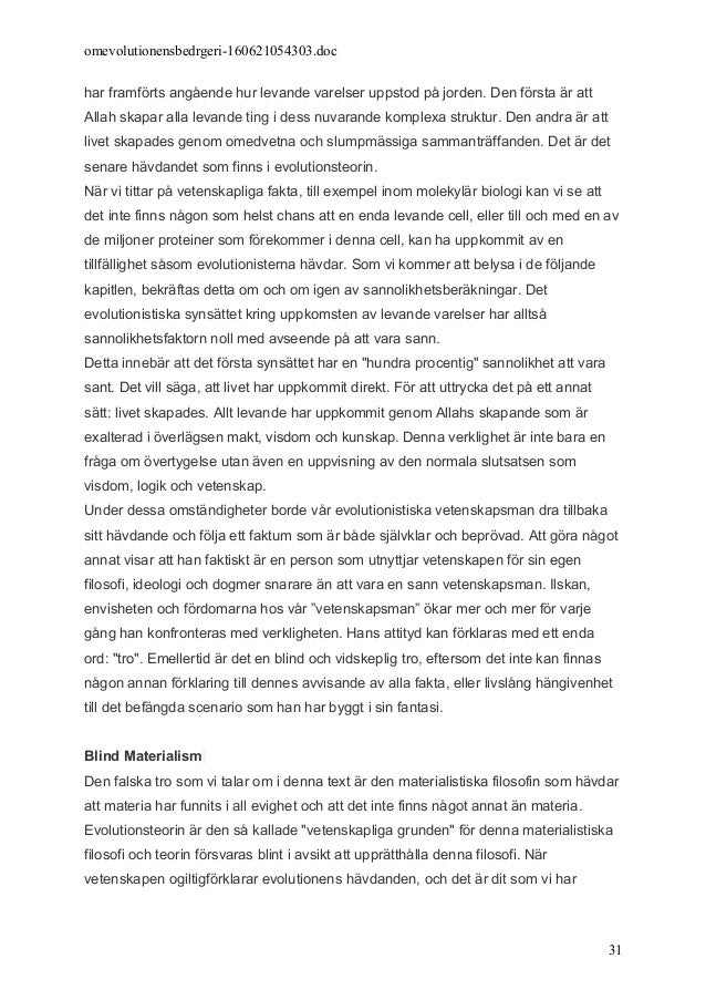 Om evolutionens bedrägeri. swedish (svenska)