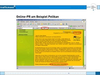 Workshop Suchmaschinen-Marketing Hamburg, 03. Mai 2007
Online-PR am Beispiel Pelikan
● ● ● ● ● ● ● ● ● ● ● ● ● ● ● ● ● ● ● ● ● ● ● ● ● ● ● ● ● ● ● ● ● ● ● ● ● ● ● ● ● ● ● ● ● ● ● ● ●
 