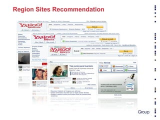 Fuente: comScore Media Metrix (Mayo 2008) Información confidencial - Propiedad de Yahoo! Region Sites Recommendation 