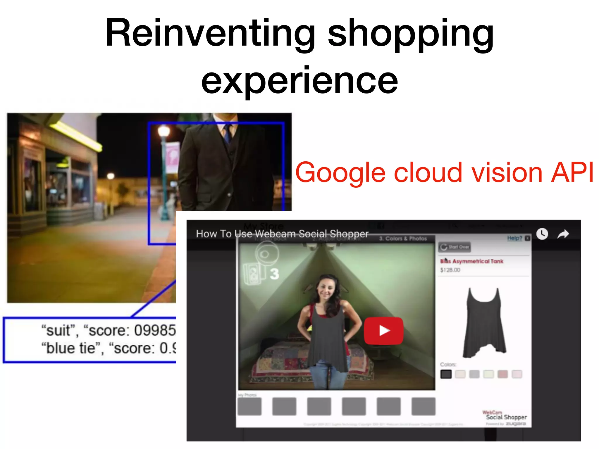 Reinventing shopping
experience
Google cloud vision API
 