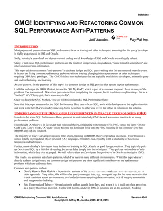 White Paper for OMG! Identifying and Refactoring Common SQL... | PDF image.