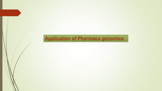 Application of Pharmaco genomics
 