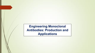 Engineering Monoclonal
Antibodies: Production and
Applications
 