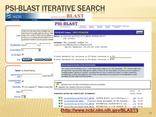 PSI-BLAST ITERATIVE SEARCH
34
(http://www.ncbi.nlm.nih.gov/BLAST/)
 