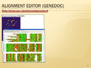 ALIGNMENT EDITOR (GENEDOC)
39
(http://www.psc.edu/biomed/genedoc/)
 